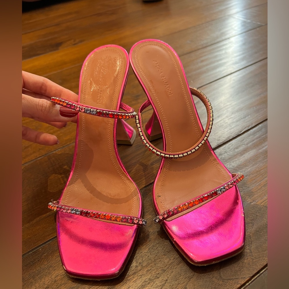 Amina Muaddi Gilda Embellished Sandals